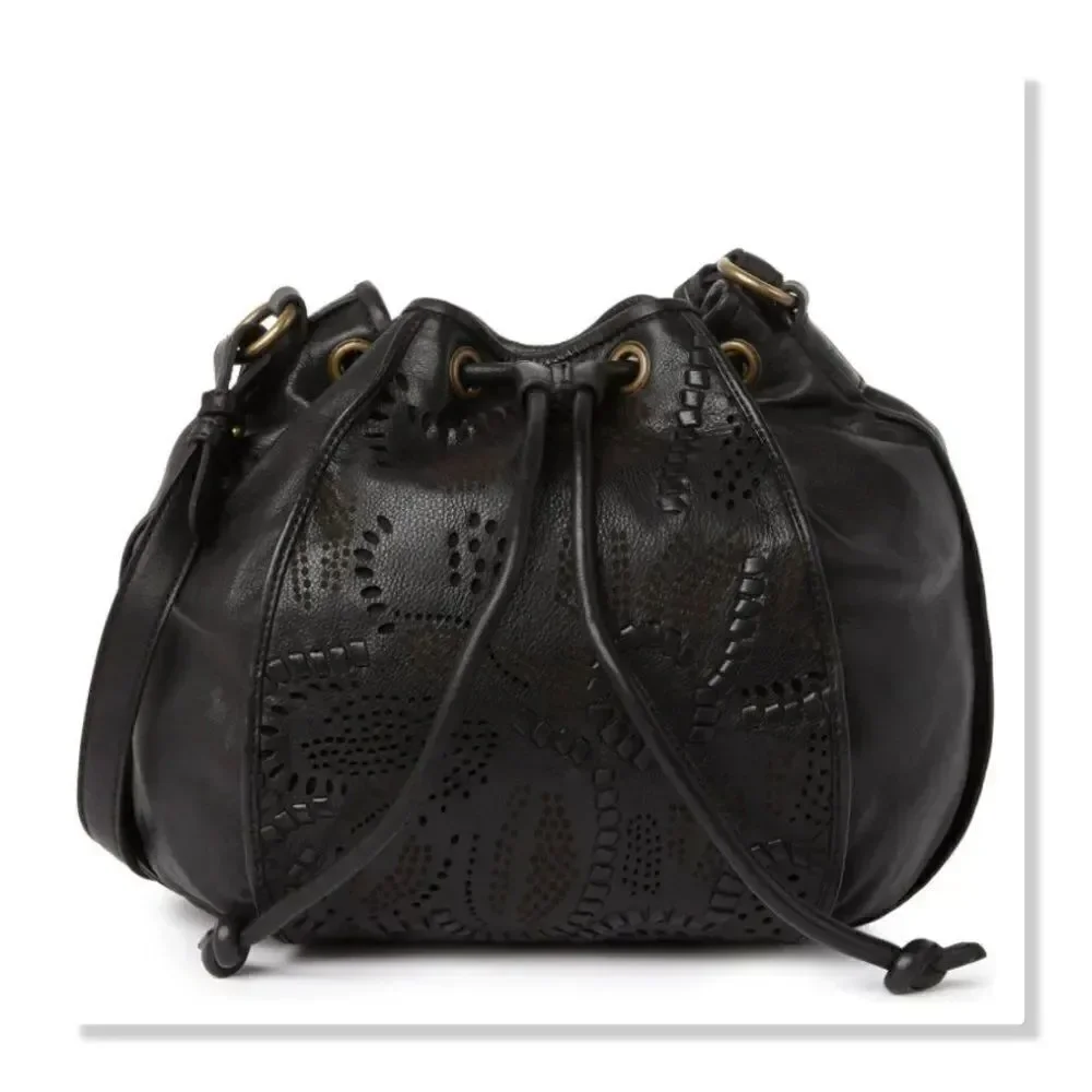Frye Vivian Leather Bucket Bag in Black - NEW